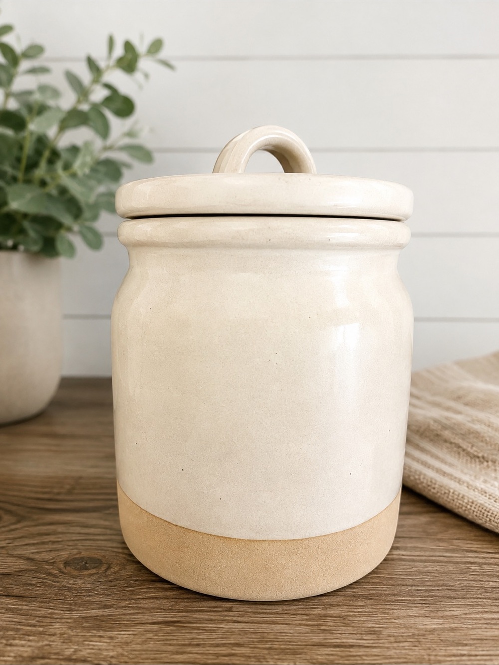 Hearth & Hand Cream Ceramic Lidded Canister with Handle
